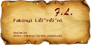 Fabinyi Lóránt névjegykártya